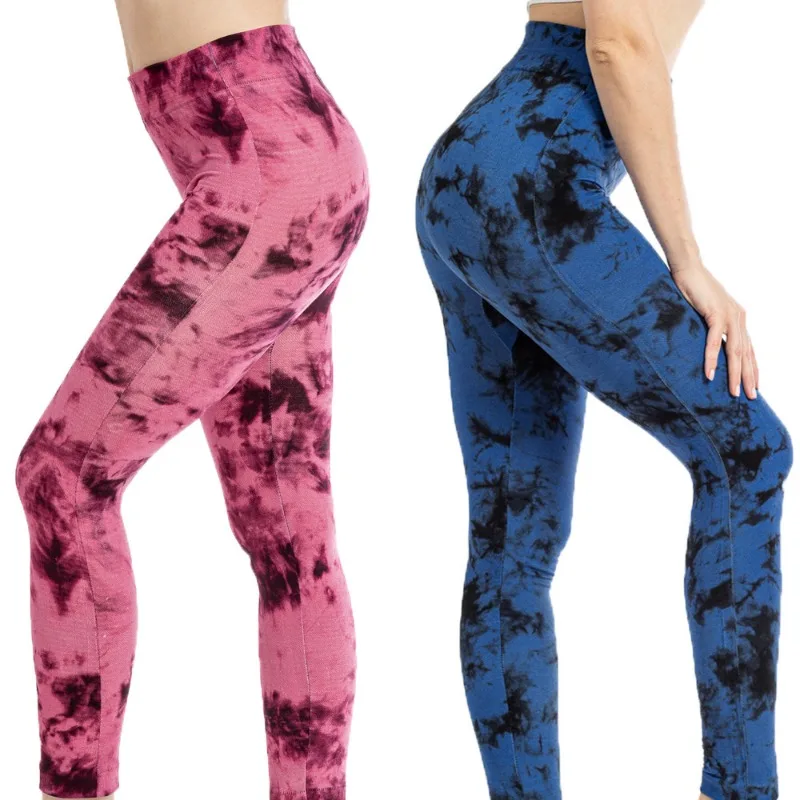 Tie dye esportes leggings mulheres cintura alta calças magras ginásio treino ciclismo alta elástica yoga leggings de fitness para mulher