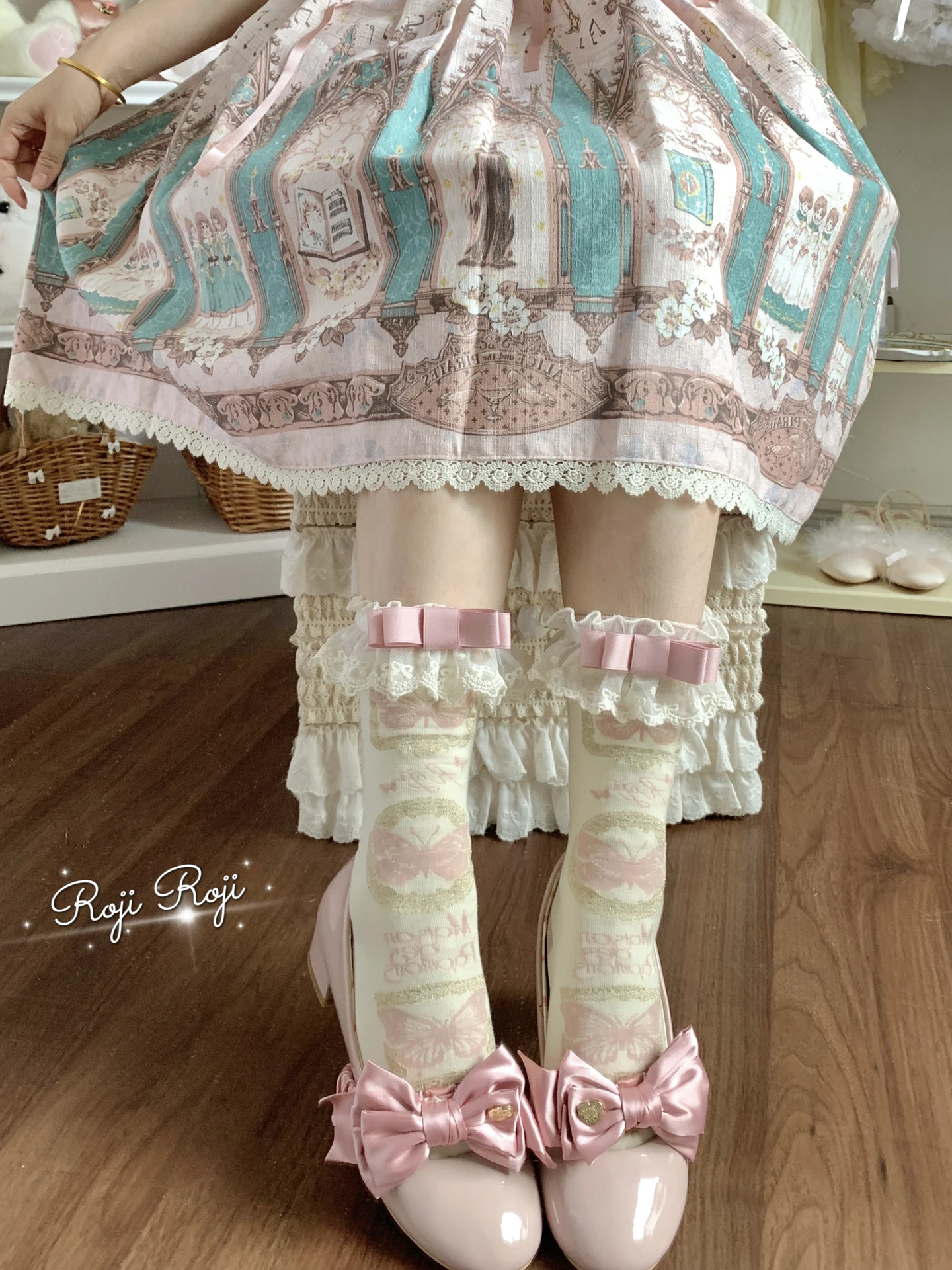 Japanese Cartoon Butterfly Gallery Lolita Lace Socks Women's Summer Breathable Pure Cotton Lolita Bow Slim Leg Socks Soft Sister