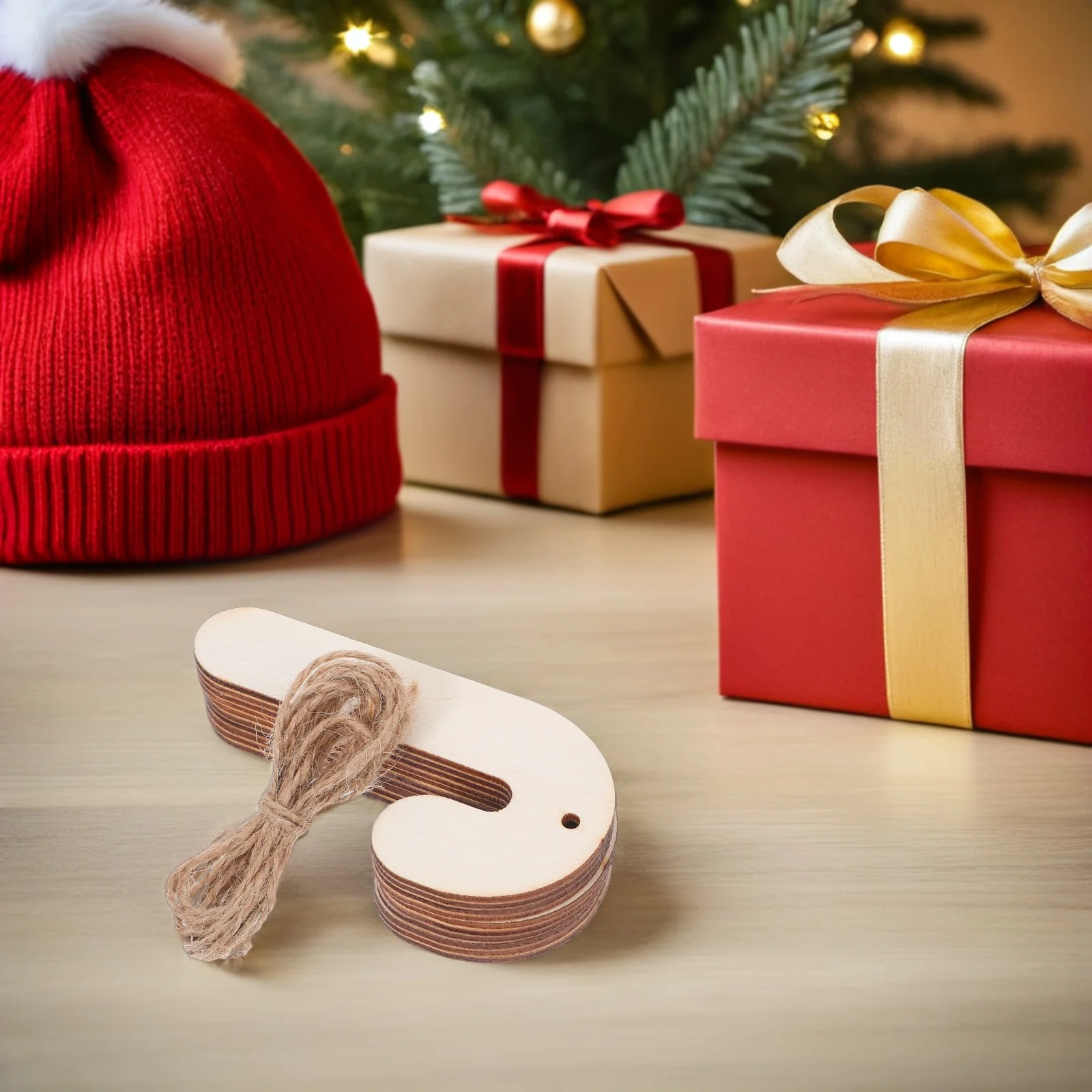 

30pcs Halloween Doodle Wood Chips DIY Painting Crafts Graffiti Wooden Candy Cane Pendant Cutouts Smooth Surface Christmas Craft