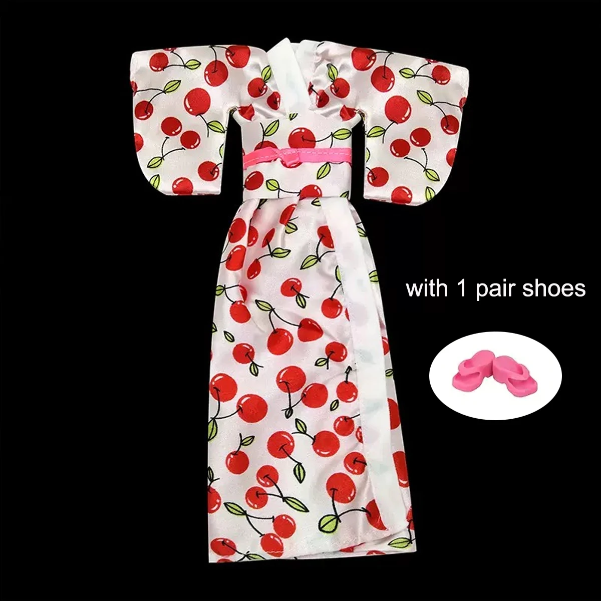 Ropa y accesorios para muñecas de 11,5 pulgadas/30cm, Kimono elegante con estampado de cereza, juego de muñecas de vestir a la moda, juego de simulación DIY