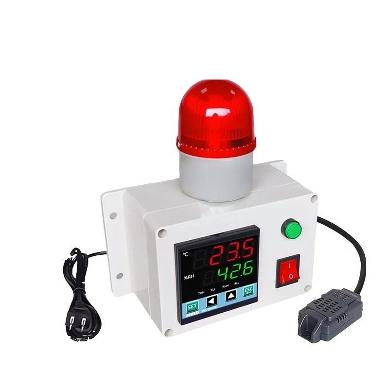 RS485 Easy To Install Air Temperature Humidity Controller Sensor With The Sound Light Alarm And Digital Display For Greenhouse