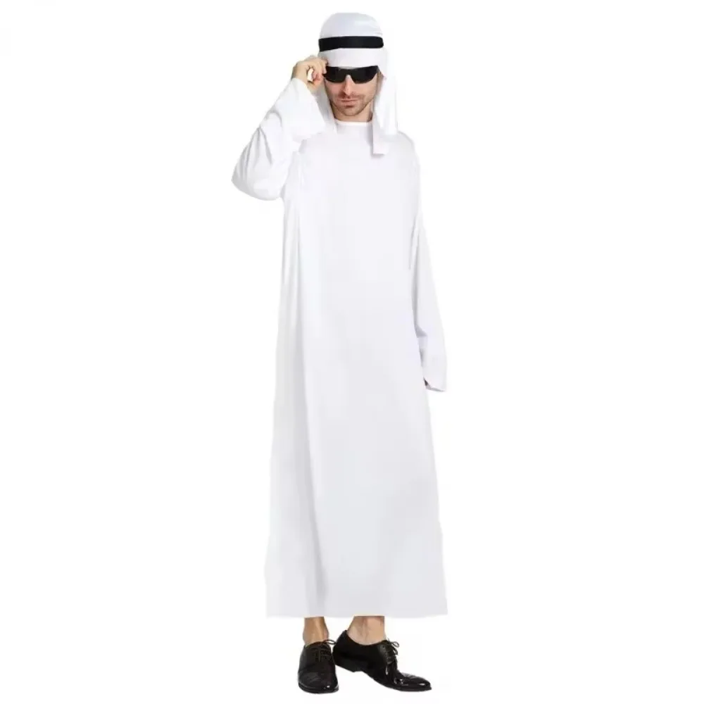 Halloween Cos Costume Carnival Cosplay Arab Sheikh Prince Masquerade Male Pure White Middle East Dubai Clothes