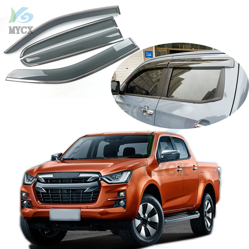 

Side Window Deflector For Isuzu D-max Dmax 2021 2022 Black Door Visor Weather Shields Sun Rain Guards Awnings&shelters