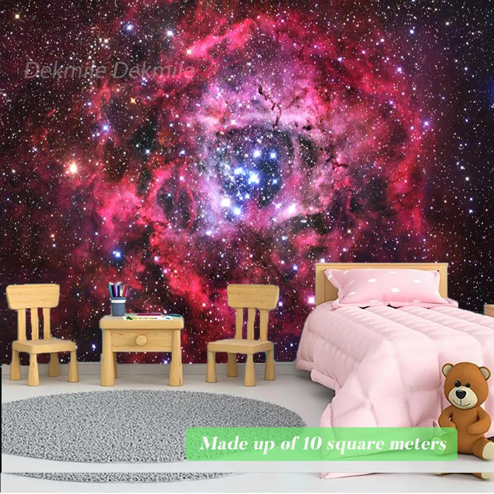 Papel tapiz personalizado de gran tamaño, murales de galaxia, planeta espacial estrellado, decoración de habitación de niños, revestimiento de