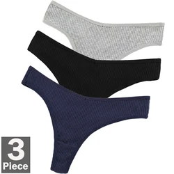 3Pcs/Lot Women Panties Cotton G-String Sexy Lingerie Comfortable Striped Low-Rise Thongs Sports Underpants Breathable Underwear