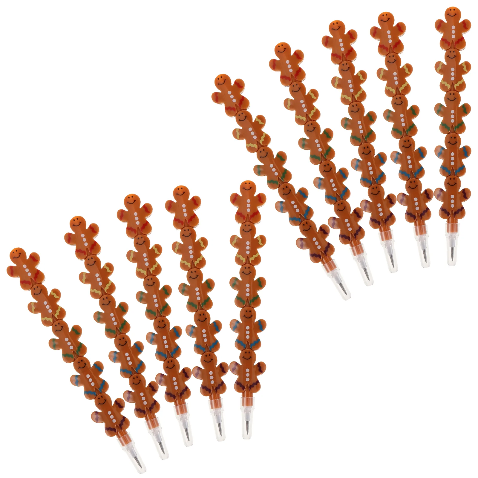 

10 Pcs Stackable Gingerbread Pencil Man Christmas Decor Plastic Gift Office Cake Decorating