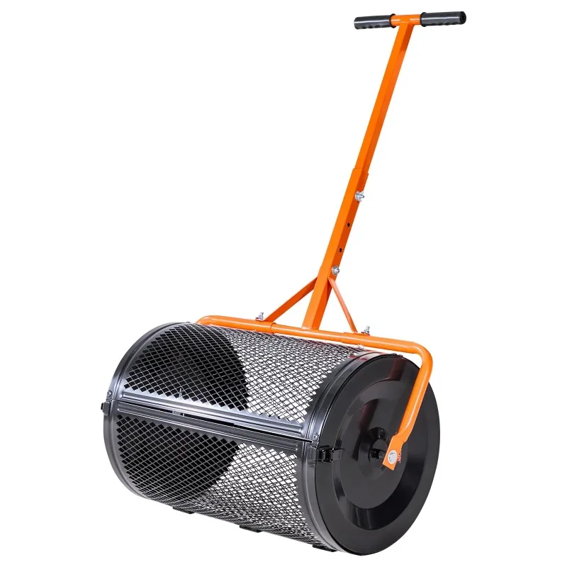 Compost Spreader 24in Wide Peat Moss Spreader with T Shaped Handle Heavy Duty Grass Seed Spreaders for Planting Seeding