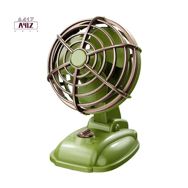 A41Z-Retro Mini Desktop Fan 400Mah USB Rechargeable Desk Outdoor Desk Fan Portable Desktop Fan