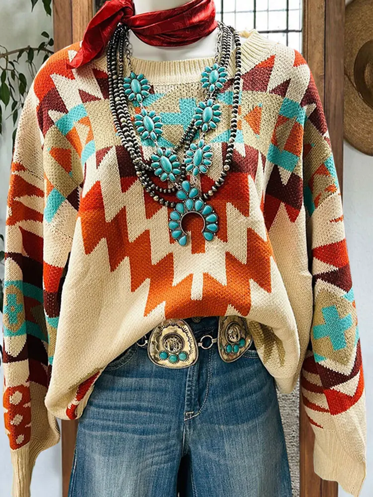 Retro Classic Aztec Printed Sweater