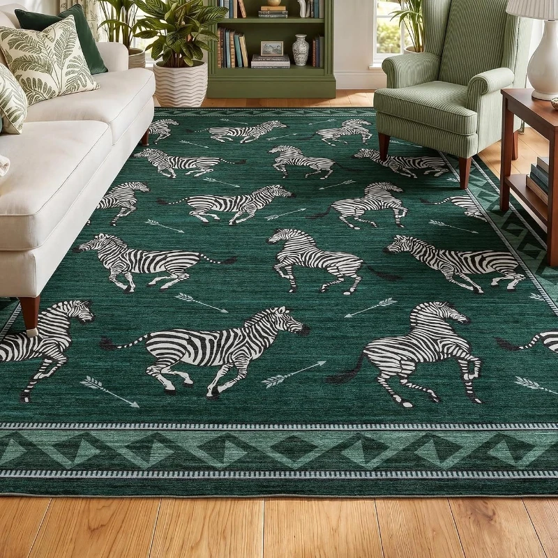Rug for Living Room Carpet Machine Washable Non-slip Soft Floor Mat Red Animal Zebra Pattern Rugs Large Area Home Decor Carpets