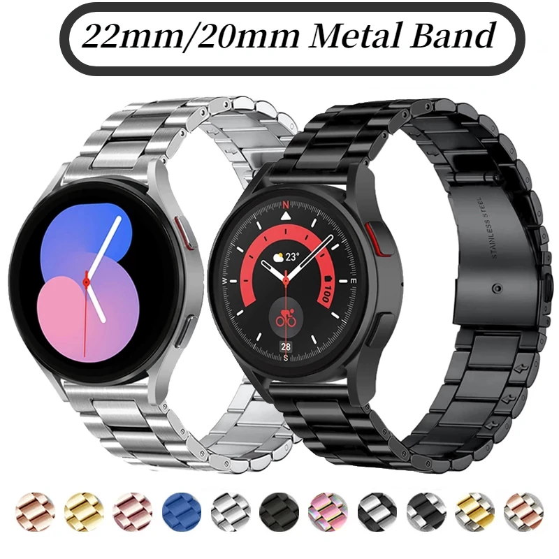 

22mm 20mm Metal Band For Samsung watch 3 Gear S3/Active 2/Huawei watch 3/GT2 Stainless Steel Bracelet Belt For Amazfit GTR/GTS