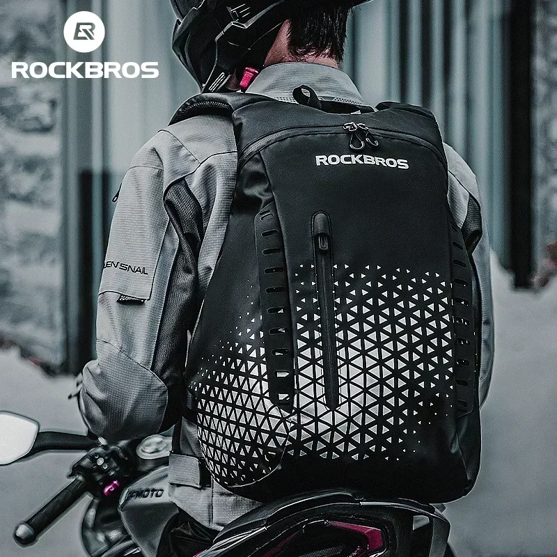 

ROCKBROS Backpack High-Capacity Full Helmet Bag Travel Luggage Bag 14.5L Breathable Reflective Motorcycle Rider Bags Accessory