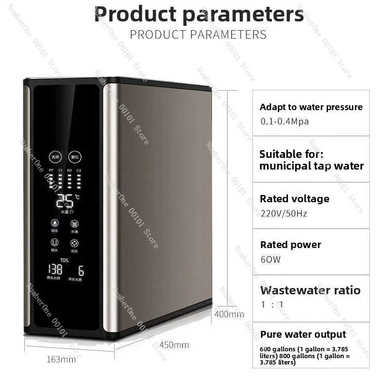 Home Office Use Direct Drinking Big Flow Tankless 800gpd Reverse Osmosis With TDS Display