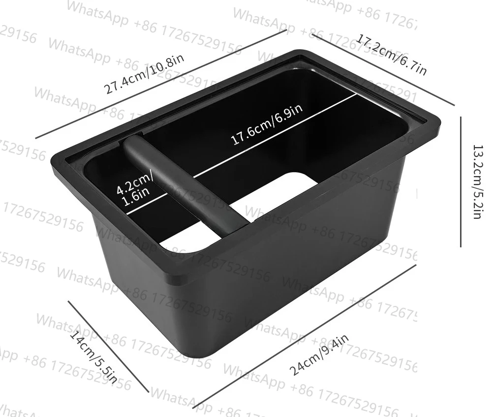 Coffee Knock Box Embedded Hollow Bottomless Coffee Grounds Bucket Bar Square Plastic Coffee Knocking Grounds Bucket