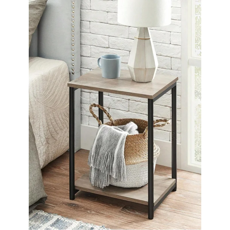 

Приставной столик, маленький приставной столик, тумбочка для гостиной, спальни, офиса, ванной комнаты, в деревенском стиле, коричневый и черный ULET271B01