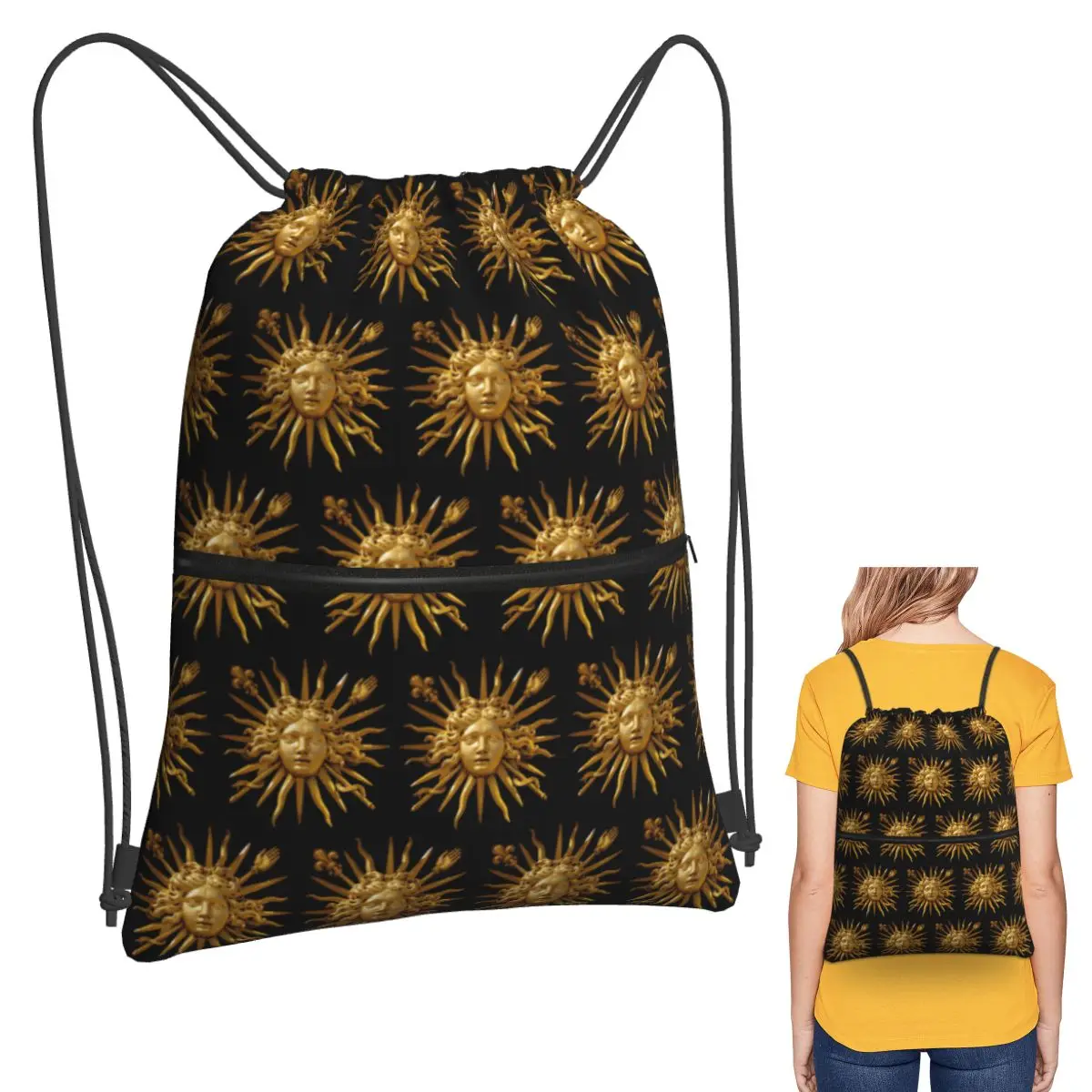 Symbol Of Louis XIV The Sun King Backpacks Casual Drawstring Bags Shoes Bag Book Bags for Travel Students