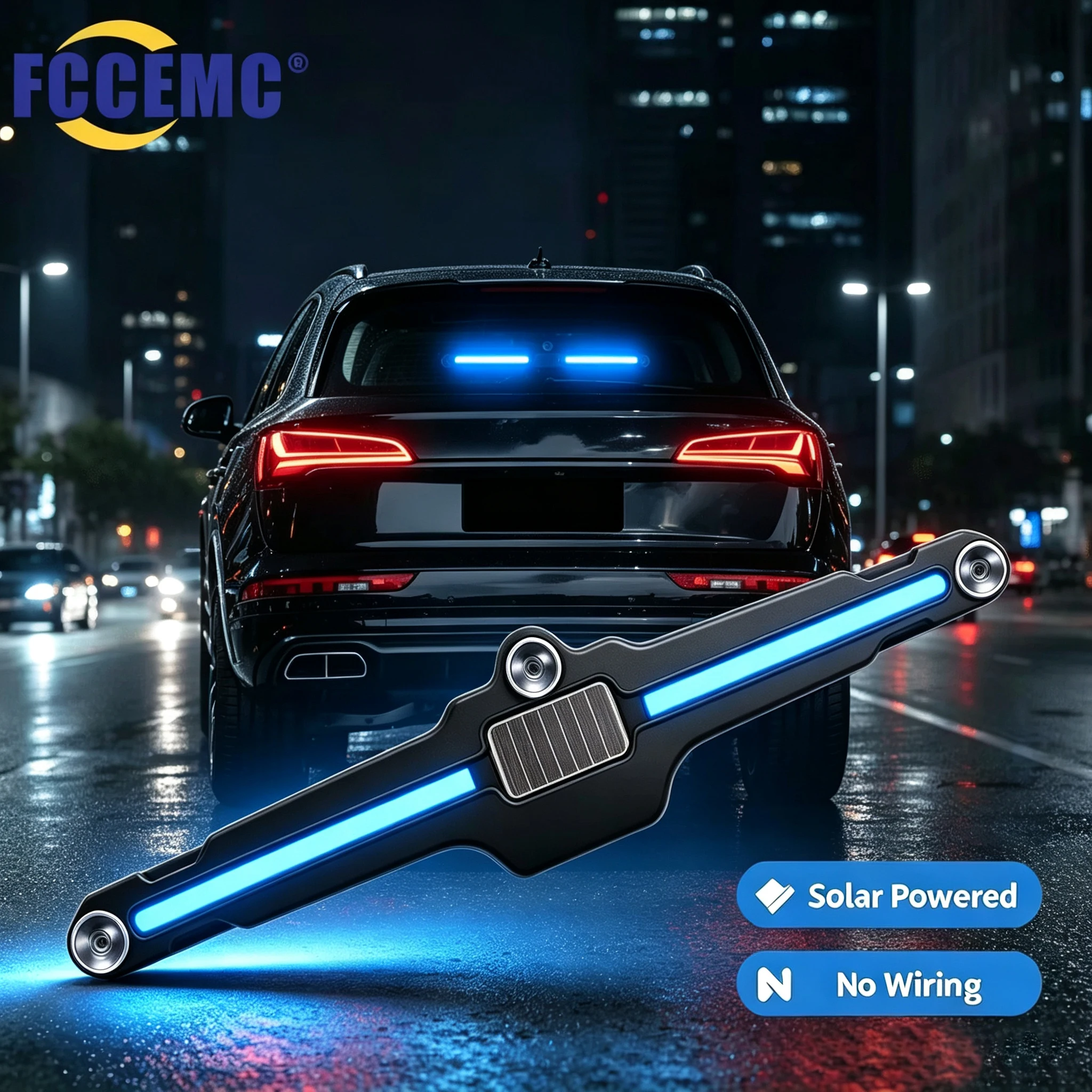 Solar Powered Car LED Warning Light Suction Cup No Wiring Vibration Induction Car Rear Windshield Strobe Light Ambient Mood Lamp