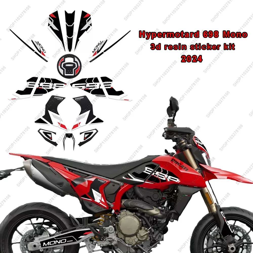 

For Hypermotard 698 Mono 2024 Limited Edition 3D gel Resin sticker Motorcycle Tank Pad Protection Sticker New Decorative Decal