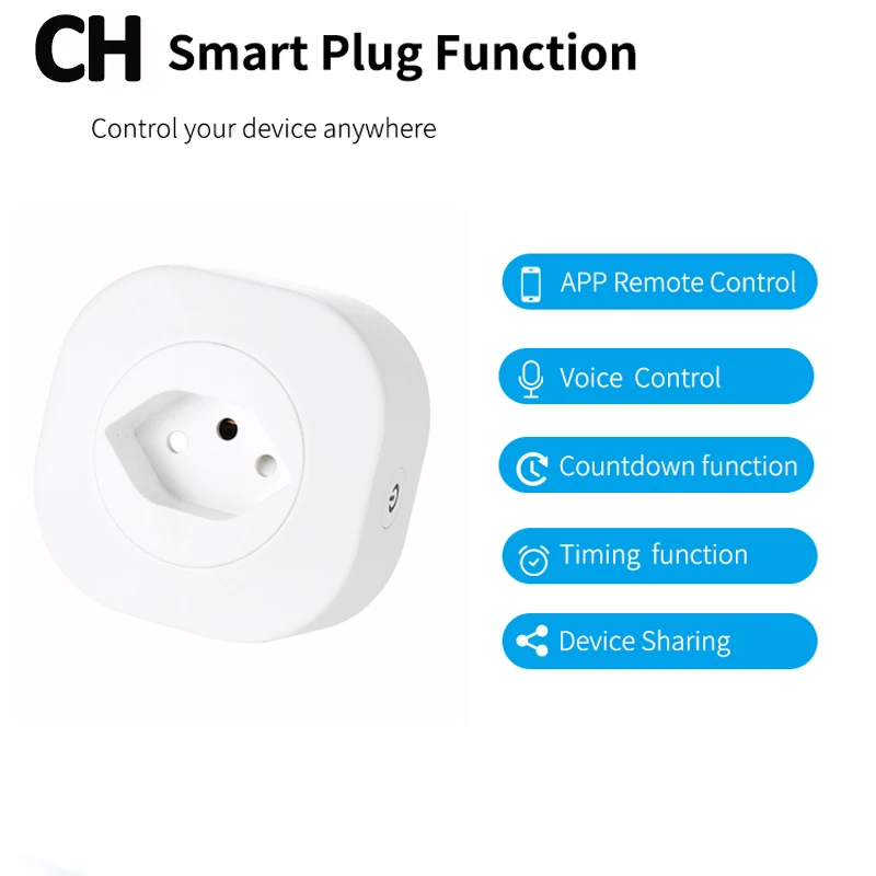 WiFi Smart Plug 16A Switzerland CH Plug Power Socket Outlet Tuya APP For Alexa Google Home Assistance Voice Control Timing