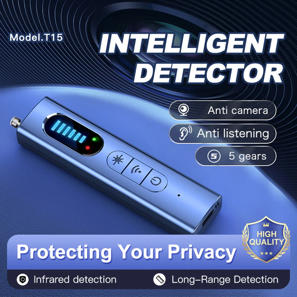 Wireless Bug Detectors 5 Levels Adjustable Sensitivity Camera Detectors 25H Working Time Electronic Sweeper Anti-Spy GPS Finder