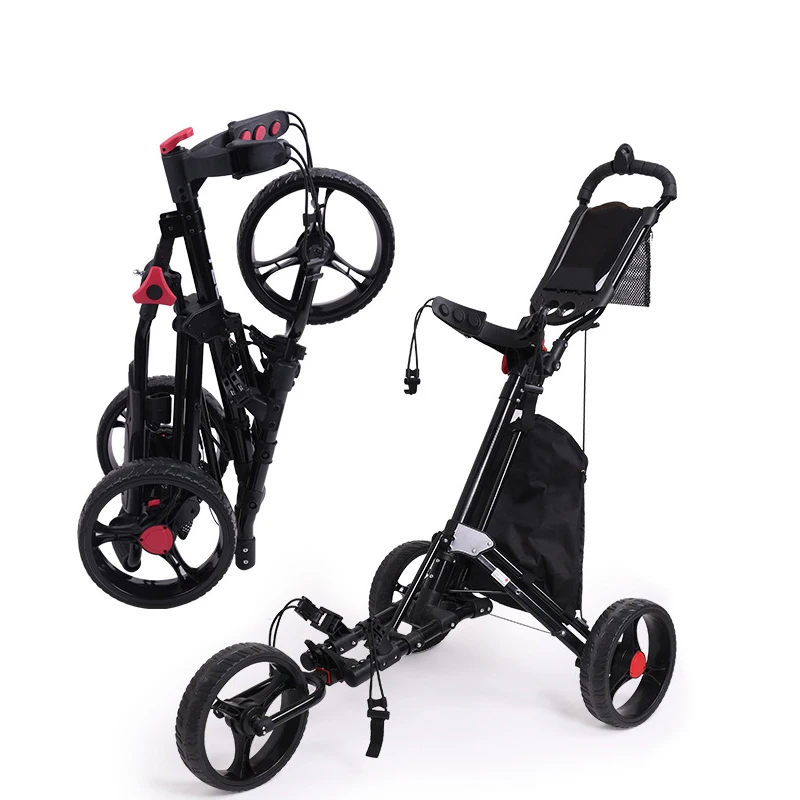 

Wholesale Price Golf Bag Cart Lightweight Aluminum Frame 3 Wheels Push Pull Golf Cart Trolley