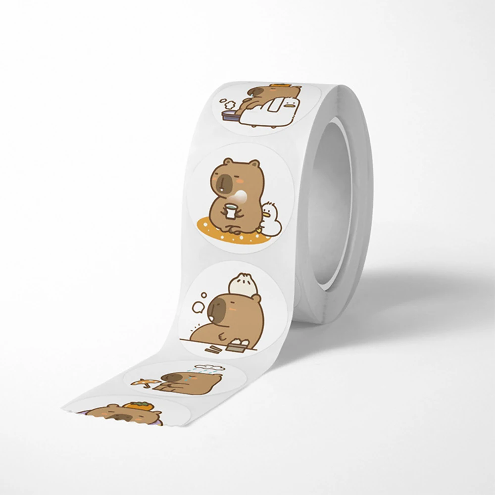 

500pcs/roll Cute Animal Capybara Cartoon Stickers Kid Reward Decals Gift Scrapbook Notebook Phone Case Sealing Label Sticker Toy