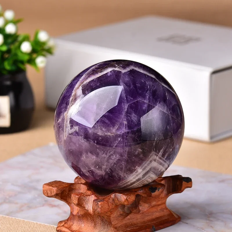 Natural Dream Amethyst Ball - Healing Stone for Massage, Reiki, Home Decor - Exquisite Gift