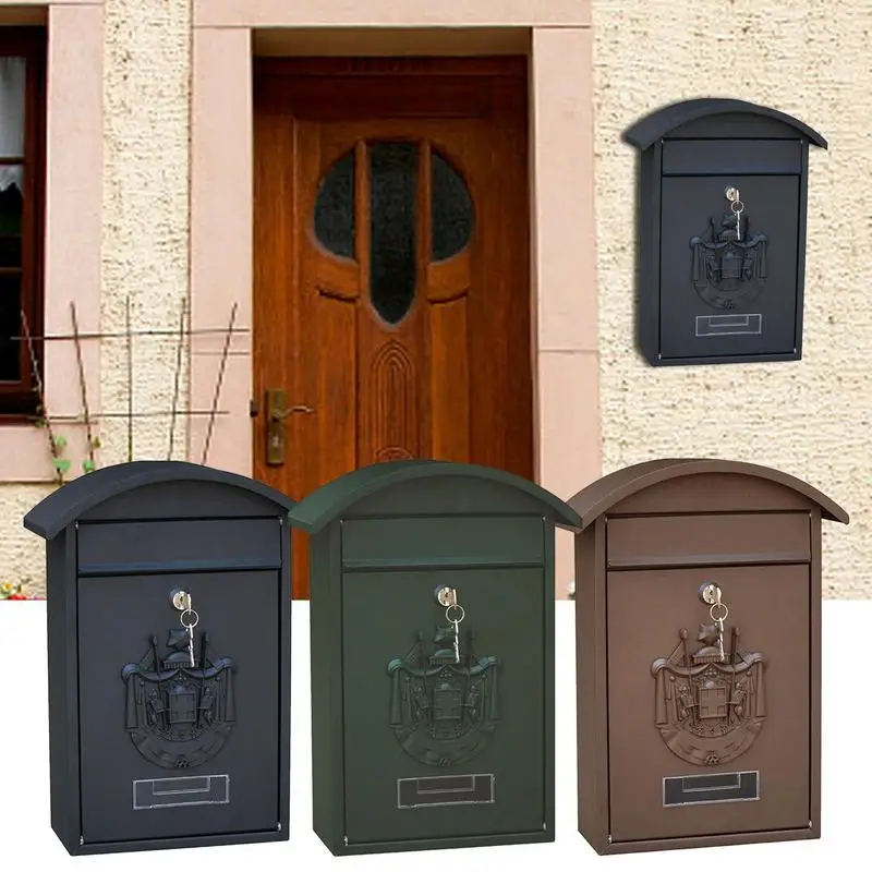 1pcs  Metal Wall Mailbox Weather Resistant mailbox outdoor Wall Mounted Security Postbox with Key Lock Farmhouse Post Decoration