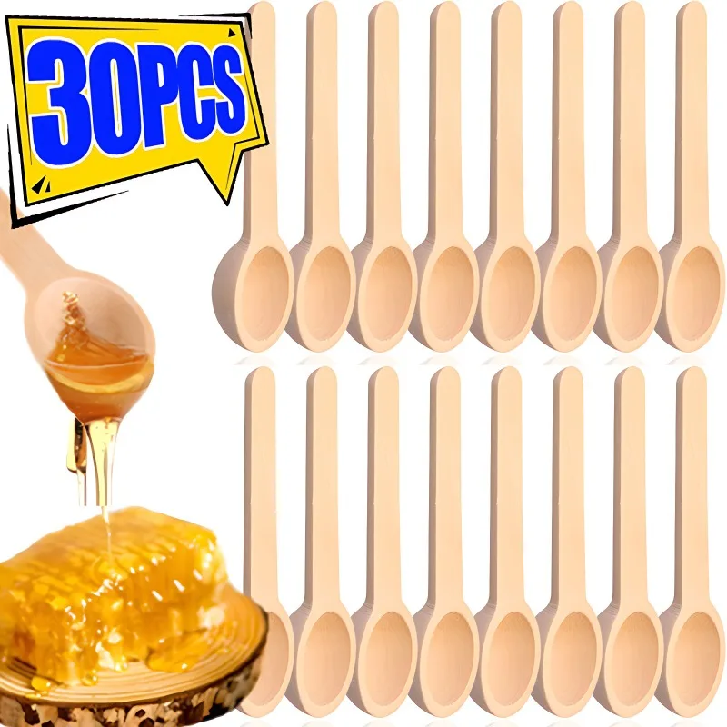 Mini cucharas de madera para niños, cuchara para café en polvo, miel, leche en polvo, sal, especias, tarros, cucharas medidoras, herramientas de condimentos de cocina, 10/20 piezas