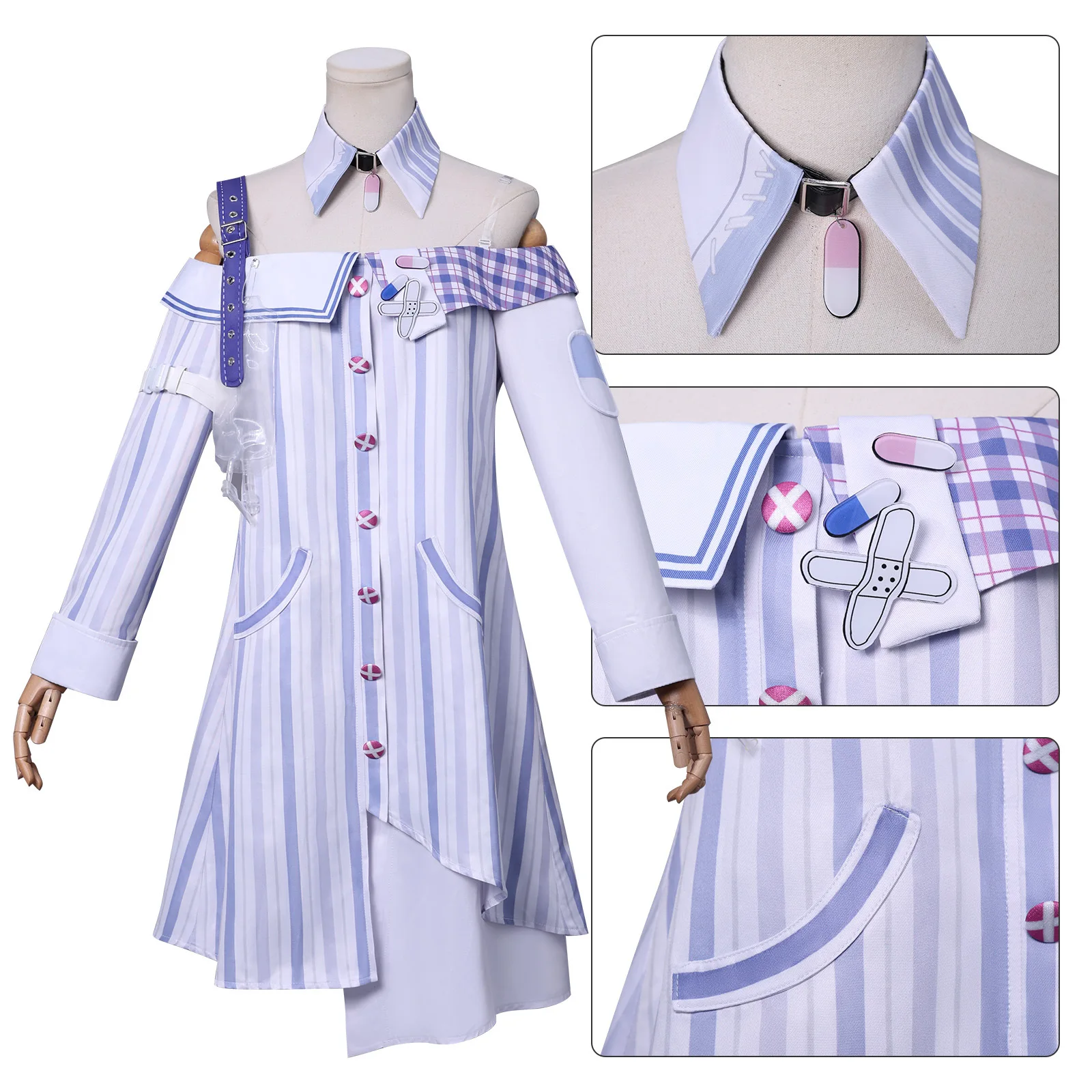 

In Stock Anime Infinity Nikki Game 2025 Woman Dress Chest Accessory Hat Hairpin Accessory Hospital Gown Costume Present