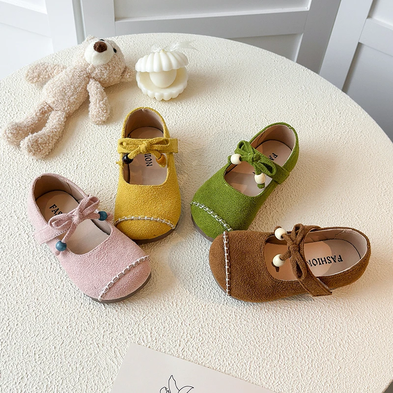 

Children Vintage Style Shoes Girls Casual Flats Bowknot Decoration PU Leather Anti-Slip Sole Daily Wear Mary Jane Shoes