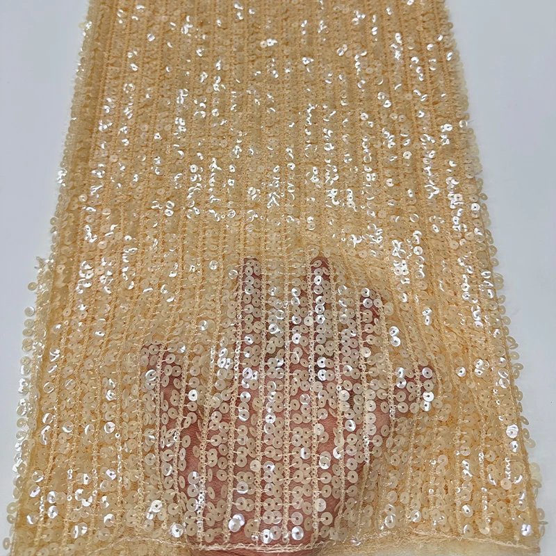 French high-quality mesh fabric, African fashionable sequins, random stripes, sequins, handicrafts, lace and embroidery fabric