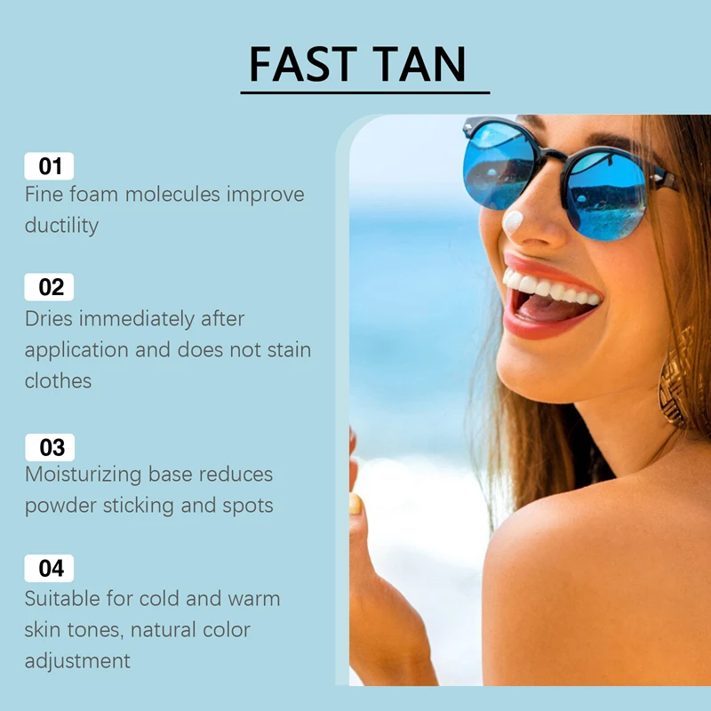 

Intensive Tanning Mousse Body Face Bronzer Moisturizer Summer Sunbath Lasting Tanner Waterproof Enhance Melanin Self Tan Lotion