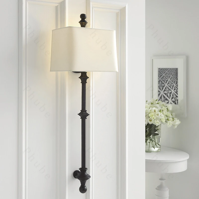 

Phube Antique Brass/Black Wall Sconce with Linen Shade Traditional Indoor Wall Lamp for Bedroom Living Room Wall Light Fixture