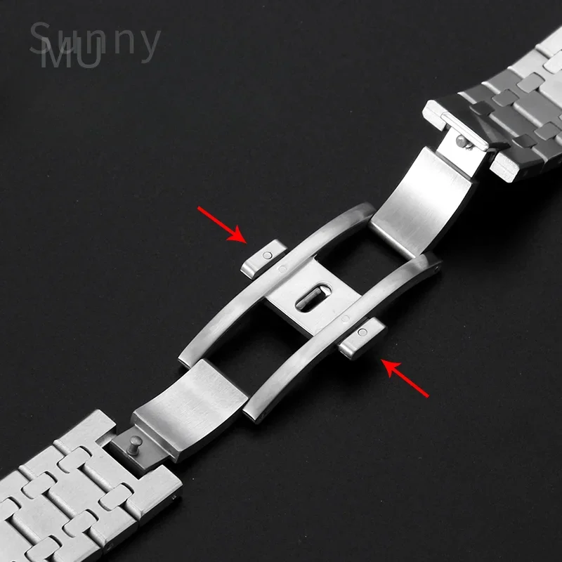 Stainless Steel Watchbands for AP Royal Oak 41mm 15400 15500 Double Press Butterfly Buckle 26mm with Concave-Convex Interface
