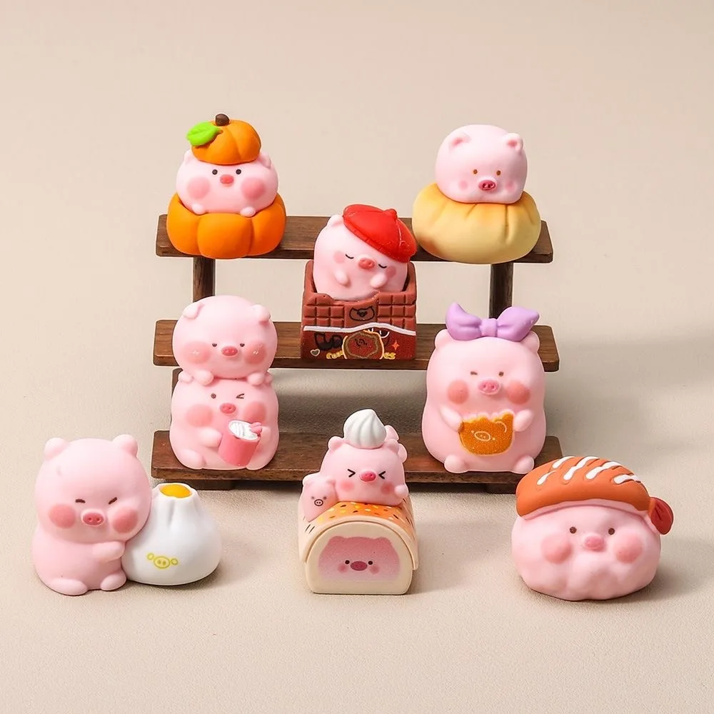 

8pcs Simulation Resin Pig Food Toy Office Desktop Ornament Creative Home DIY Decoration Mini Landscape Model Accessories Gift