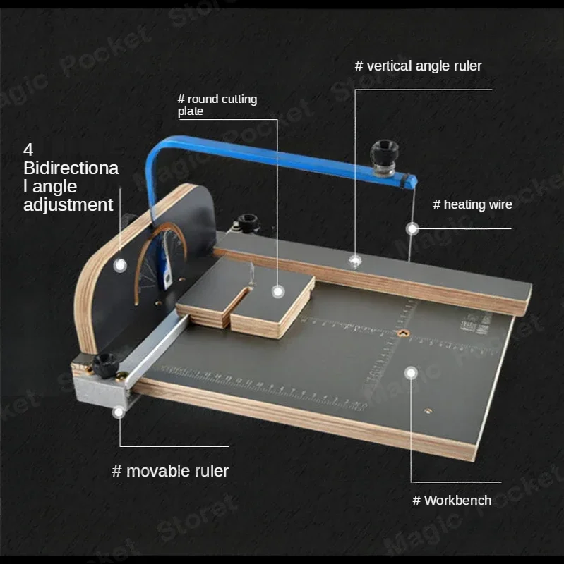 Tagliatrice elettrica per spugna a filo caldo a bassa densità Tavolo in polistirolo leggero per uso domestico 380x580MM.