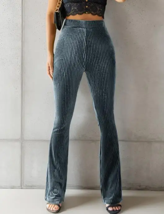 

Women's Pants 2026 Tailored A High Waist In Winter, Fashionable and Solid Color Corduroy Flared Pants Suitable for Parties