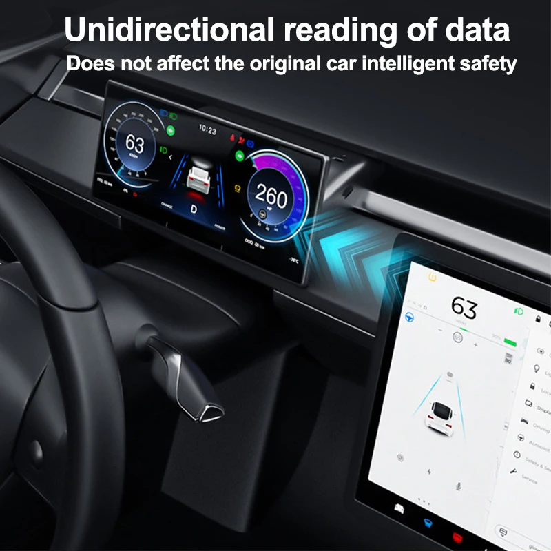 Ruiyyco 8.9 Inch Dashboard Screen Instrument Display for Tesla Model 3 Y Support Wireless Carplay Front Camera HUD Accessories