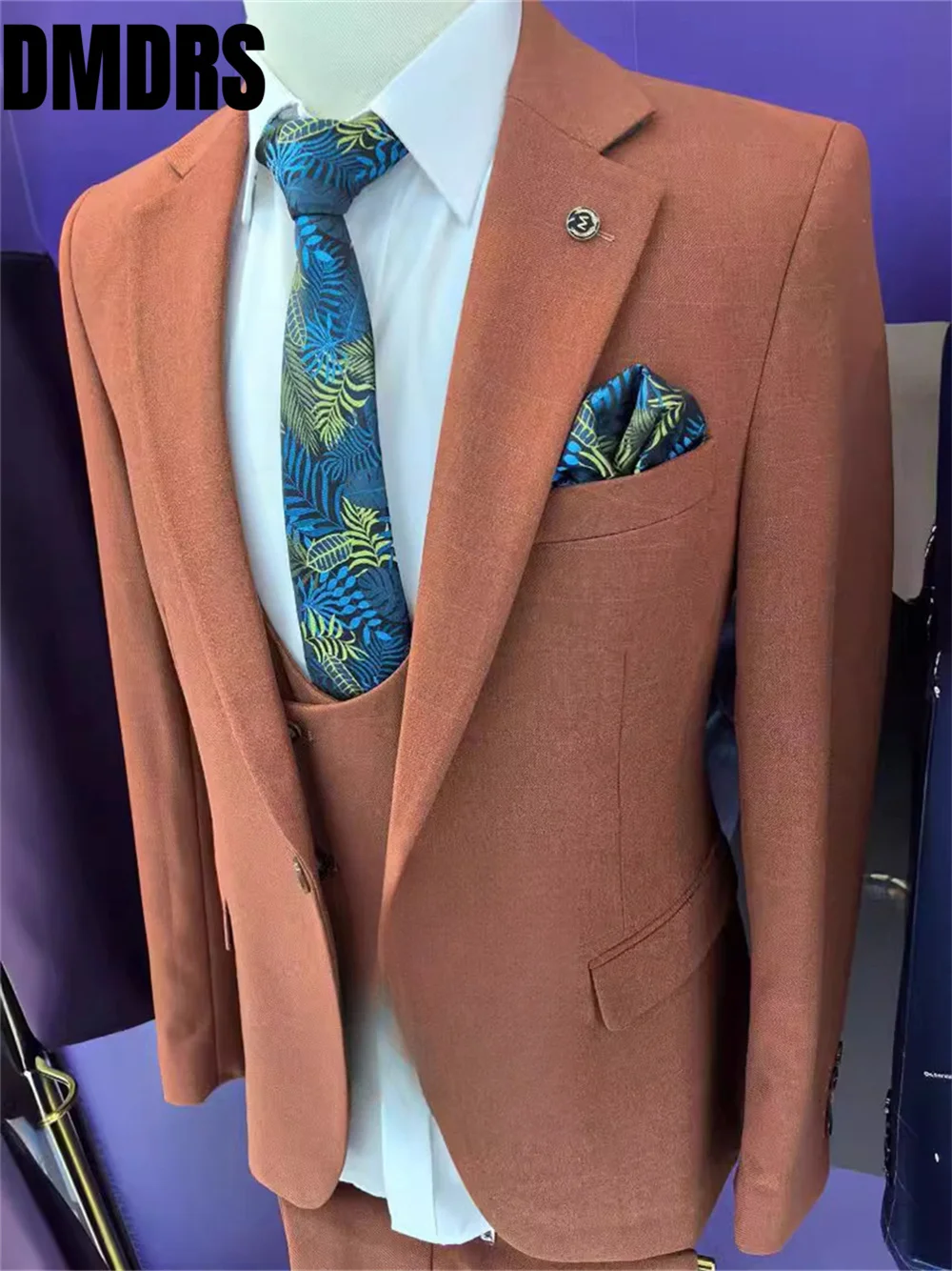 Conjunto de traje Formal para hombre para boda, traje de novio atractivo, traje de fiesta de presentador, Blazers, pantalón, chaleco, traje sólido