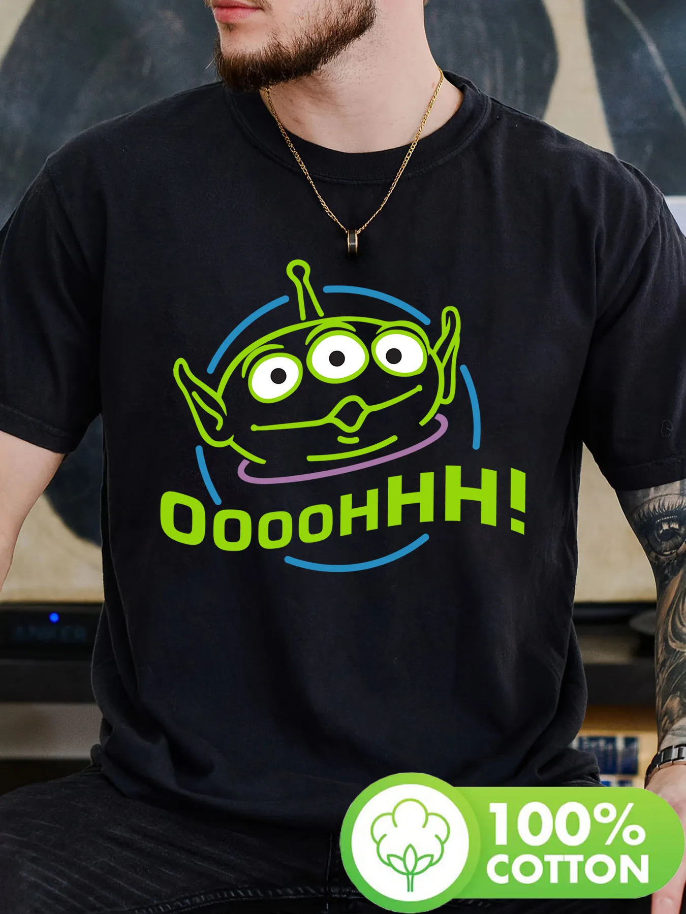 

Men's Disney Pixar Toy Story Aliens Pattern T-Shirt Daily Leisure and Theme Activities Wear Unisex Cotton Short Sleeve Oversized