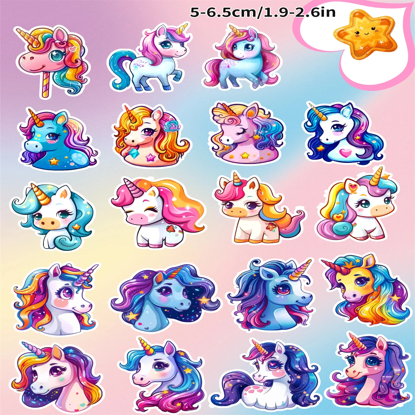 50pcs cute unicorn stickers non-duplicate children\'s stationery computer stickers My Little Pony lollipop stickers