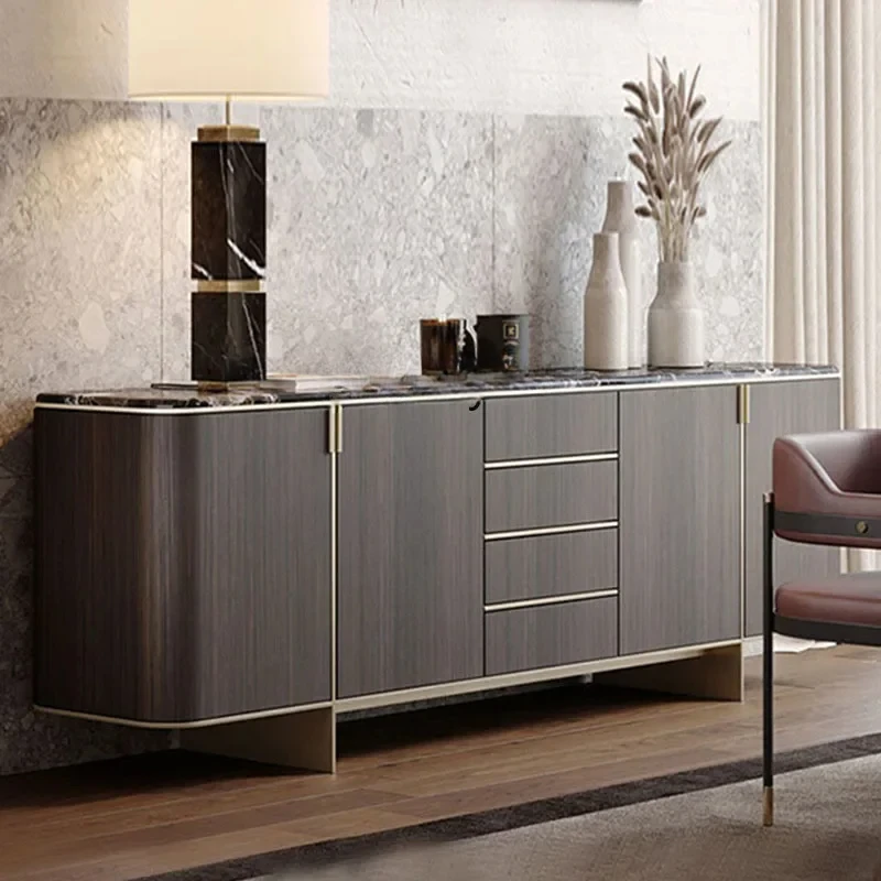 

Italian light luxury dining side cabinet living room against the wall marble porch cabinet designer decorative lockerAA