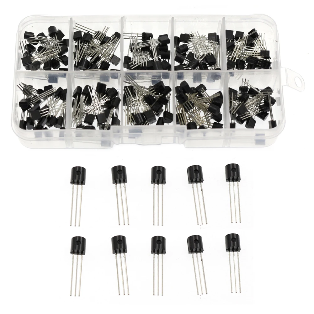 200 Buah Set Transistor 10 Nilai TO-92 Kit Transistor Kotak Beraneka Ragam BC327 BC337 BC517 BC547 BC548 BC549 BC550 BC556 BC557