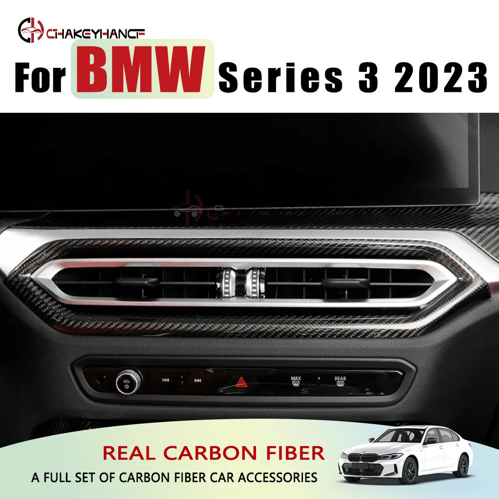 

For BMW 2 3 Series G20 G42 M3 G80 M2 G87 2023 Real Carbon Fiber Center Air Vent Outlet Frame Cover Trim Interior Accessories