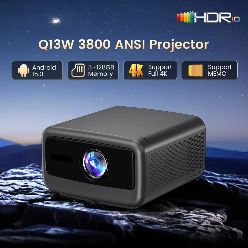Touyinger Q13W High Brightness 3800 Ansi 3+128G Projector Full HD Decode 4K Smart TV Android 15 Wifi Beam Home Theater