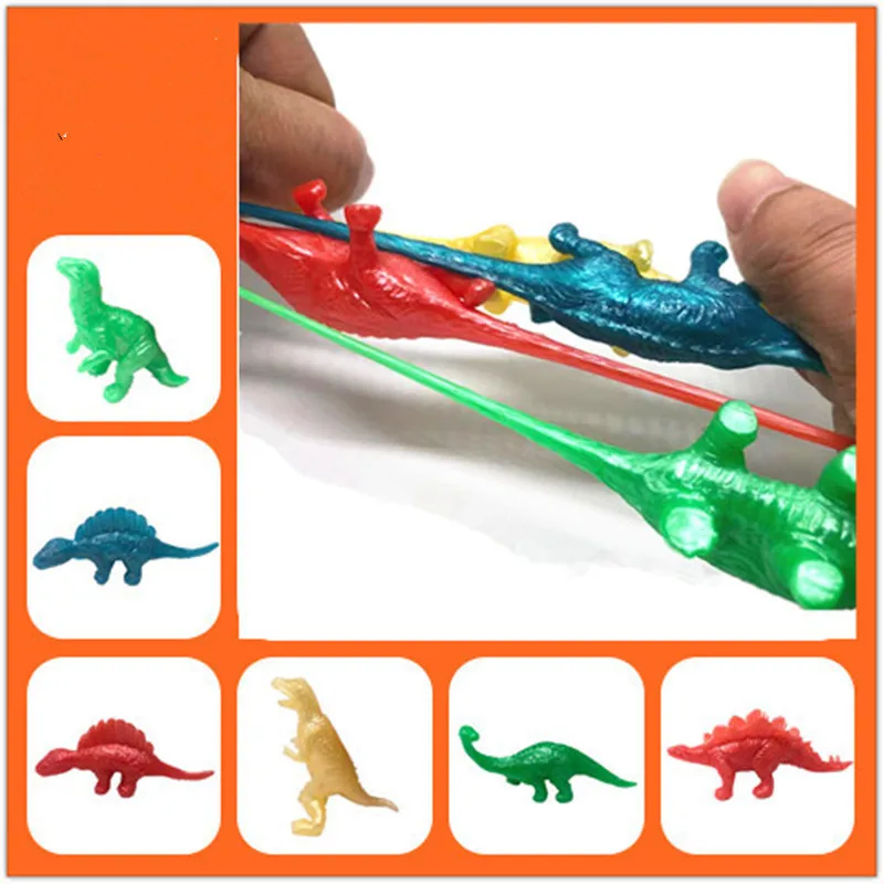 6Pcs TPR Soft Rubber Small Dinosaur Stretch Toys Fun Stretchy Dinosaur Stretch Toys Children Toys Random Style Party Small Gift