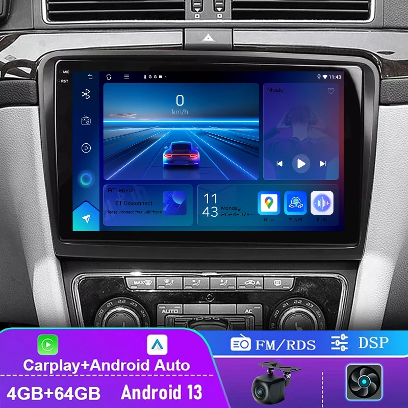 

10" 4+64GB For Skoda Superb 2008-2015 Car Stereo Radio Wireless Apple Carplay Android 13 Head Unit FM BT GPS