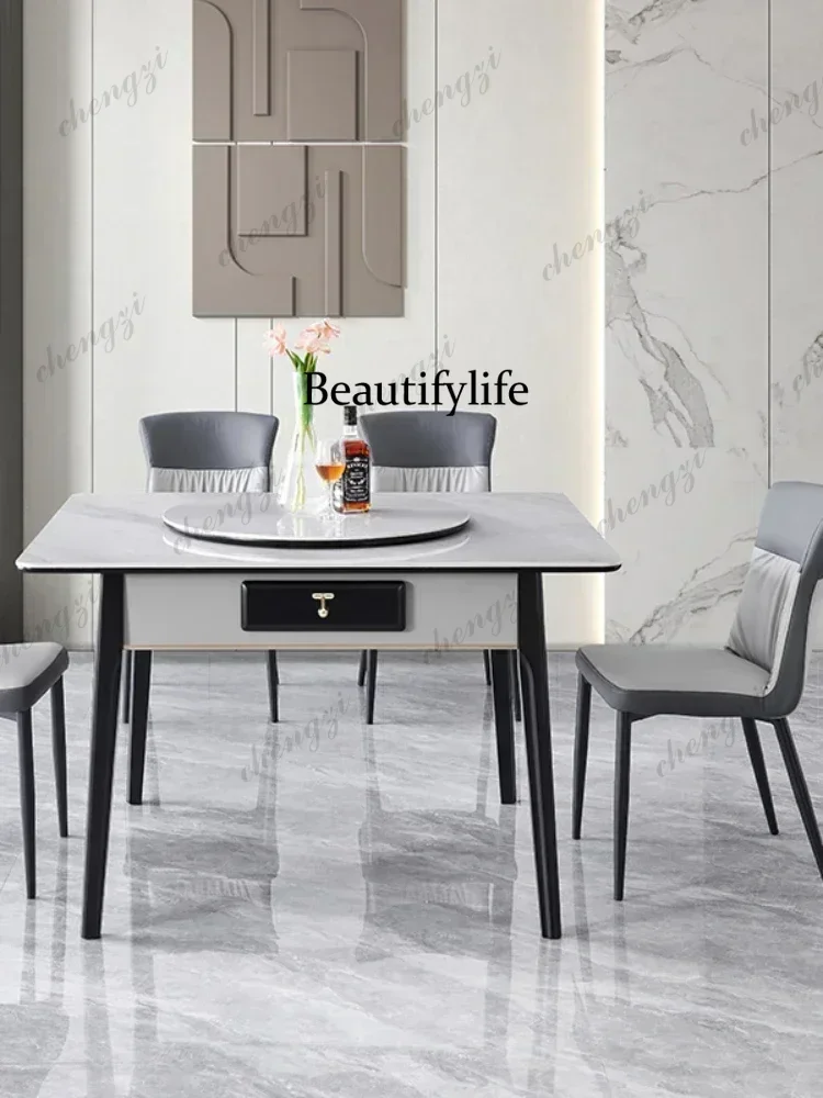 Mahjong Machine Mahjong Table Dining Table Dual-Use Solid Wood Integrated Household Mute Motor Linen Modern Minimalist