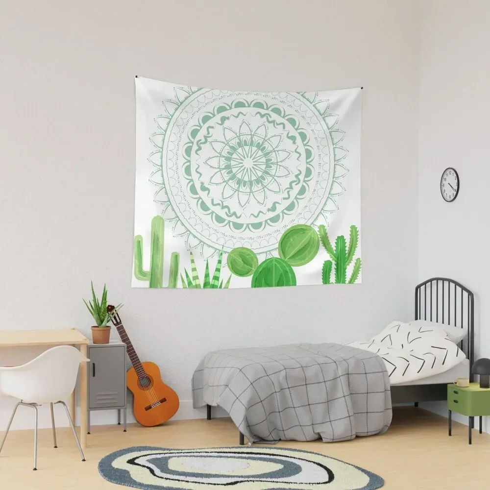 

CACTUS AND MANDALA Tapestry Wall Decor Hanging Cute Room Decor Room Decorating Aesthetic Aesthetic Room Decoration Tapestry